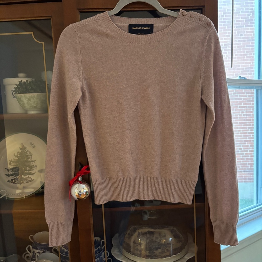 Vanessa Seward Light Purple / Gray Cashmere Pullover Crewneck Sweater